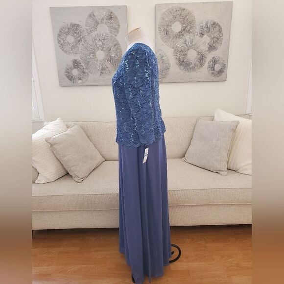 ALEX EVENINGS | 3/4 Sleeve Stretch Lace Bodice - Picture 8 of 14